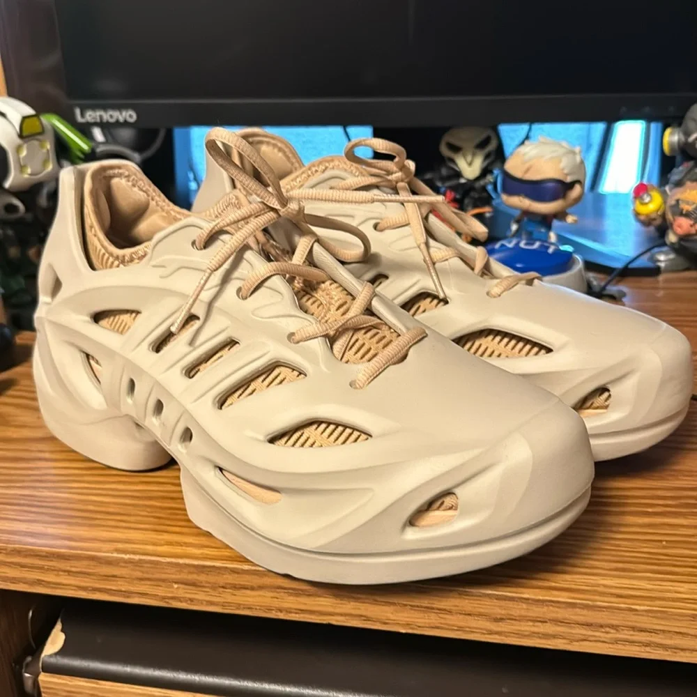 Adidas Men’s Beige/Tan Foam Runner-Style Sneakers